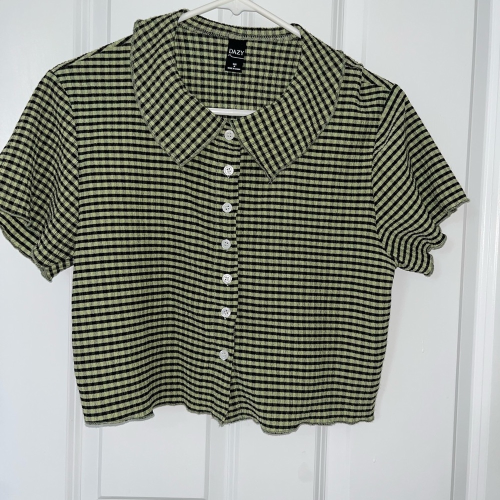 Women's Green Checkered Crop Top